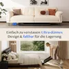 A split image showing a treadmill under a sofa and a woman using a treadmill in a bedroom. Anteprima dell’immagine prodotto