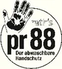 A circular logo with a handprint and text. Produktbild-Vorschau