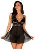 Obsessive - Idillia Babydoll en String - Zwart Productafbeelding-voorbeeld 1