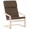 A studio shot of a brown fabric armchair with a light wood frame. Produktbild-Vorschau