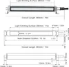 Diagrams showing the dimensions and specifications of an LED machine light. Podgląd zdjęcia produktu