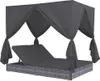 vidaXL Outdoor-Lounge-Bett mit Vorhängen Poly Rattan Grau Produktbild-Vorschau 4