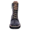 A front view of a black lace-up boot with a faux fur lining. Produktbild-Vorschau