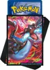 A stack of Pokemon card sleeves featuring artwork of Mega Charizard X, with the Pokemon logo visible at the top. Produktbild-Vorschau