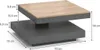 A square coffee table with two tiers, shown with dimensions indicated by measurement lines and text. Voir les images du produit