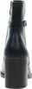 A back view of a black ankle boot with a block heel. Produktbild-Vorschau