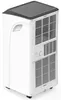 A white portable air conditioner with a gray top, shown from a three-quarter rear angle on a white background. Voir les images du produit