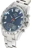 A close-up, angled shot of a men's wristwatch with a blue face and silver band. Produktbild-Vorschau