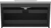 A front view of a bathroom vanity with drawers and an open cabinet. Produktbild-Vorschau
