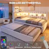 Cama tapizada Merax, sofá cama de 90x190 cm con iluminación Vista previa de la imagen del producto 6