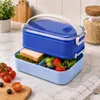 Snídaňová krabička Lunchbox 1600 ml, modrá, dvoupatrová Náhled obrázku produktu 3