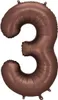 Fóliový balón číslo "3" - 86 cm, mocca, hnedý, satén Náhľad obrázku produktu 1