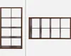 Two wooden bookshelves are shown against a white background. The bookshelf on the left is oriented vertically and has four shelves, divided into eight compartments. The bookshelf on the right is oriented horizontally and also has four shelves, divided into Produktbild-Vorschau
