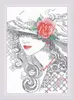 Riolis Blackwork Stickset "Mysteriöse Rose" 21x30cm, Produktbild-Vorschau 1