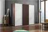 Dreitüriger Kleiderschrank 250 cm LEO – schoko/weiß Produktbild-Vorschau 1