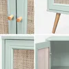 Collage of close-up shots of a green sideboard with cane detailing and wooden knobs. Produktbild-Vorschau