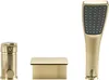 A set of bathroom fixtures, including a faucet handle, a soap dish, and a shower head, displayed against a white background. Produktbild-Vorschau