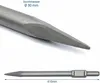 A close-up and a full view of a metal chisel with measurement indicators. Produktbild-Vorschau