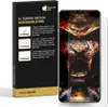 A product package for a phone screen protector, with a phone displaying a graphic image next to it. Produktbild-Vorschau