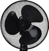 Close-up view of a black oscillating fan with its protective grill and blades. Produktbild-Vorschau