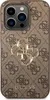 A close-up view of a brown phone case with a repeating Guess logo pattern and a prominent gold Guess logo in the center. Podgląd zdjęcia produktu