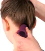 A close-up shot of a person's head and neck, with a purple cupping device being applied to the back of the neck. Produktbild-Vorschau