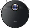 A top-down view of a black robot vacuum cleaner. Podgląd zdjęcia produktu