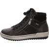 A side view of a black high-top sneaker. Voir les images du produit