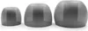 Three translucent gray earbud tips of different sizes are arranged in a row on a white background. Voir les images du produit