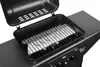 A close-up view of an open black gas grill with a metal grate and a heat shield. Produktbild-Vorschau