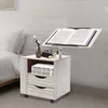 Pojízdný noční stolek dřevo se 2 zásuvkami + kolečka Náhled obrázku produktu 3