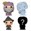 A collage of four Harry Potter themed Funko Pop figures. Three figures are visible, and one is a silhouette with a question mark. Anteprima dell’immagine prodotto