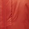 Detailansicht des M Belay Parka von Black Diamond in orange; zeigt die Textur des Materials und den Reißverschluss.