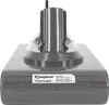 A close-up, front-facing view of a vacuum cleaner head with a label on the bottom. Voir les images du produit