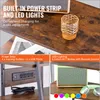 A collage of images showing a media stand with built-in power strip and LED lights, highlighting its features. Anteprima dell’immagine prodotto