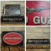 A collage of four images showing different views of Moto Guzzi themed storage tins. Náhled obrázku produktu
