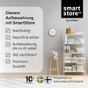 A marketing image showcasing SmartStore storage boxes on a shelf, with text highlighting product features and benefits. Produktbild-Vorschau