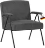 A gray armchair with black metal legs, shown from the front. Produktbild-Vorschau