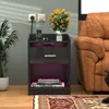 Nachttisch mit LED-Beleuchtung mit 1 Schubladen 58x40x35cm Produktbild-Vorschau 2