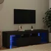 vidaXL TV-Schrank mit LED-Beleuchtung Schwarz 140x36,5x40 Produktbild-Vorschau 2