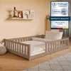 Lit d'enfant au sol 140 x 200 cm avec barrière de sécurité Voir les images du produit 1
