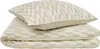 A stack of bedding, including a pillow and a duvet cover, with a geometric pattern. Anteprima dell’immagine prodotto