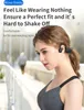 A woman wearing sports attire and bone conduction headphones, with a blurred background of people walking outdoors. Podgląd zdjęcia produktu