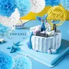 YBwanli 24er Pompons Deko Blau - Hochzeitsdeko Einschulung Produktbild-Vorschau 2