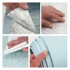 Collage of four images showing different aspects of a product, likely insulation or wallpaper, including application and material. Produktbild-Vorschau