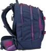Side view of a navy blue backpack with pink and purple geometric patterns. Anteprima dell’immagine prodotto