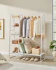A stylish white garment rack with clothes and accessories displayed. Náhled obrázku produktu