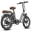 A studio shot of a gray electric folding bicycle against a white background. Produktbild-Vorschau