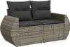 vidaXL Gartensofa 2-Sitzer mit Kissen Grau Poly Rattan Produktbild-Vorschau 4