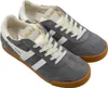 A pair of grey Gola sneakers with white accents and laces, shown from a diagonal angle on a white background. Produktbild-Vorschau
